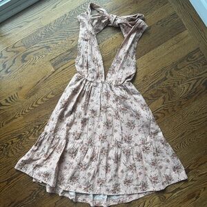 House of Harlow 1960 Linen Blend Pink Sleeveless Backless Dress Small